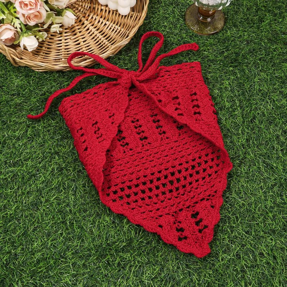 Hollow Out Knitted Headband Soft Hair Scarf Fashion Triangle Headscarf Bandana  Women