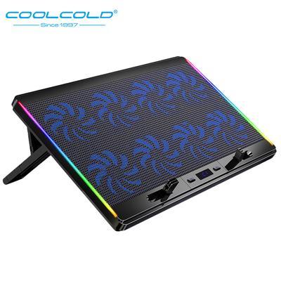 COOLCOLD Gaming-Laptop-Kühler mit acht Lüftern, LED-Bildschirm, zwei USB-Anschlüsse, luftgekühlter Laptop-Lüfter, stummgeschalteter Notebook-Ständer in voller Größe