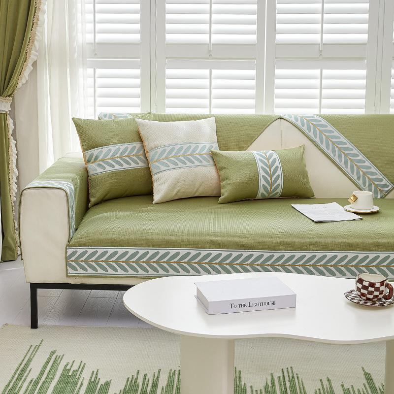 Ice Silk Sofa Cushion, Summer Mat, Seat Cushion, Advanced Sense, Light Luxury, Simple Modern Leather, Full Cover Cloth Towel, Cross-Border