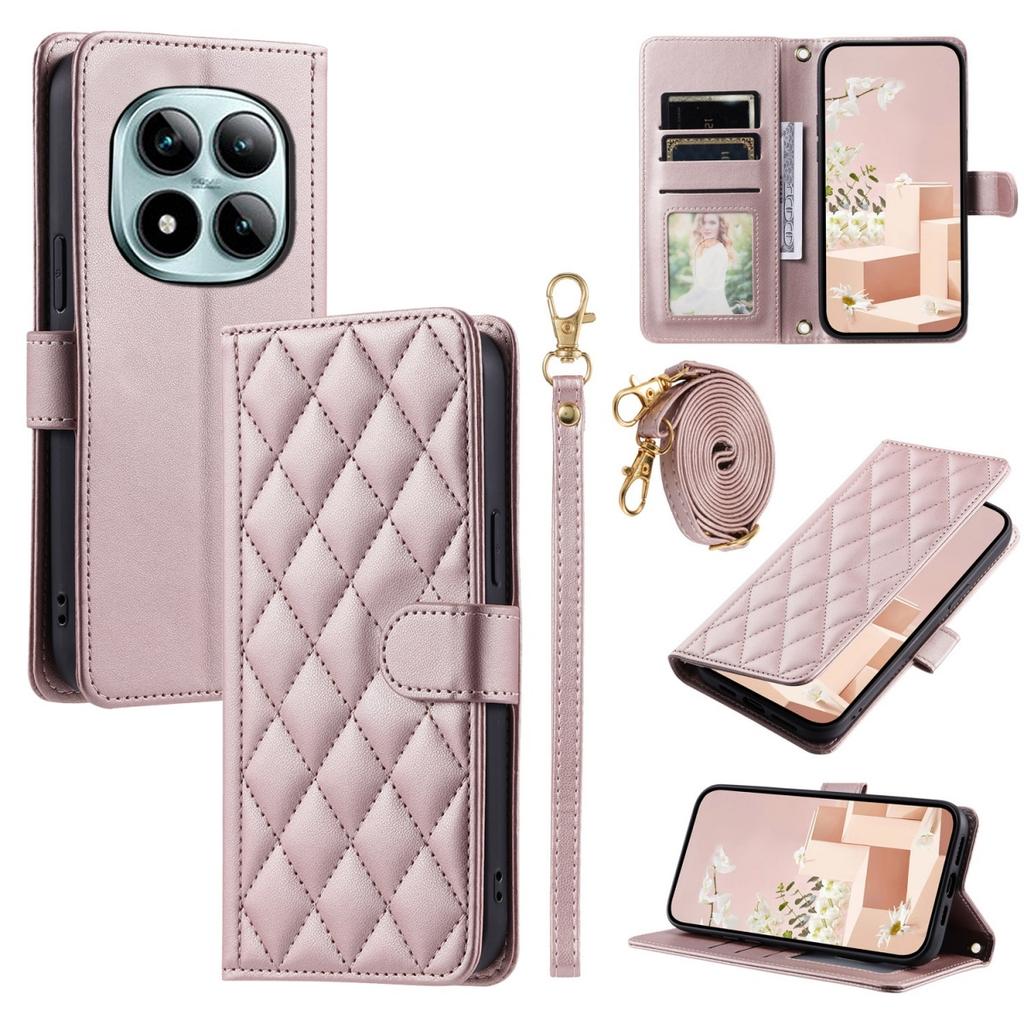 Crossbody Wrist Strap Cards Solt Wallet Phone Case for Xiaomi Redmi Note 15 Pro Plus 14 13 Pro 5G 4G Leather Protective Cover