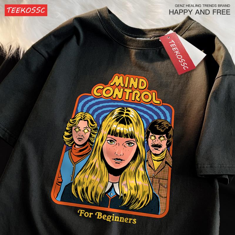 Mind Control For Beginners Printing T-Shirt Oversized Cotton T-Shirt Fashion Loose Tops Casual Sweat Tee Clothes Cotton Couple