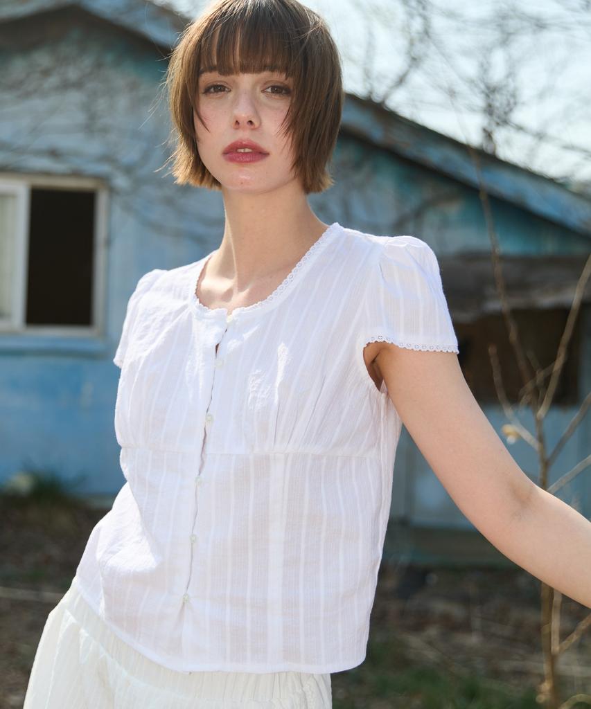 WIOE Deborah Lace Blouse_White