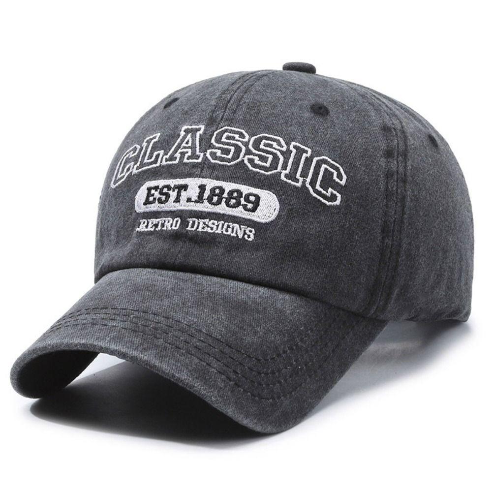 Fashion Classic EST.1889 Embroidery Baseball Cap Visor Adjustable Peaked Cap Washed Cotton Casquette For Man Women