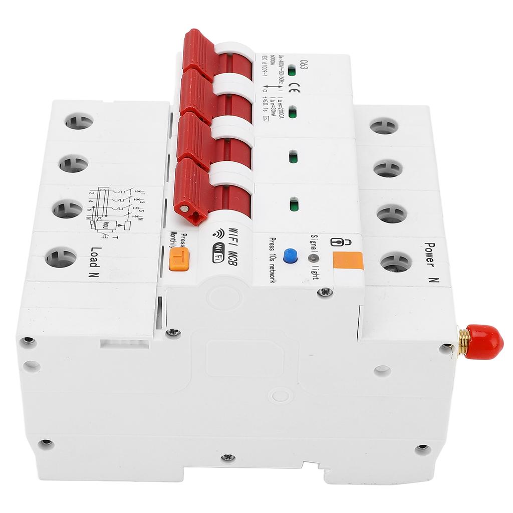 WiFi Circuit Breaker Leakage Protection Remote Control DIN Rail Circuit Breaker AC400V 63A 4P