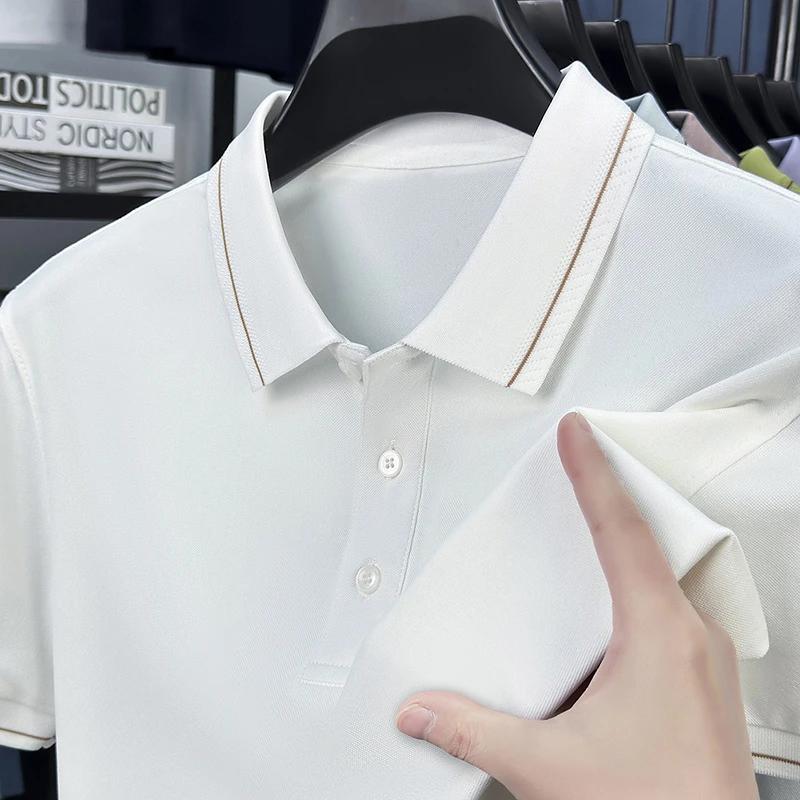 New Men's Business Casual Short Sleeved Shirt Solid Color Polo Shirt Fashionable Breathable Comfortable Versatile Top