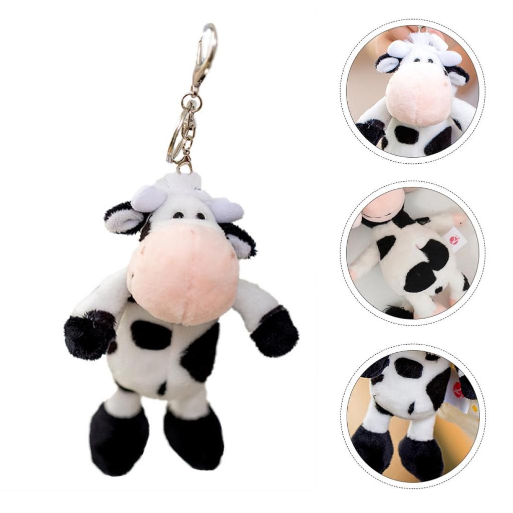 Iplusmile Plush Cow Keychain - Fluffy Animal Charm, Toy, Lightweight, Perfect for Bags, Keychains, Parties, Gifts