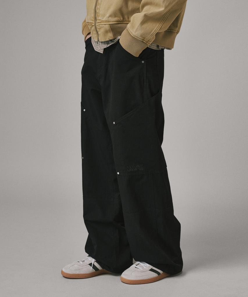 Beodeonteu Utility Side Big Pocket Wide Pants [Black]