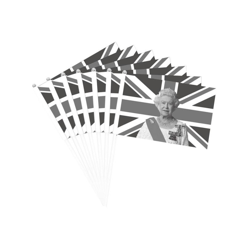 10pcs Handheld Flags Washable Fade-resistant Hd Printing Mini Flags Tribute To The Queen Of England