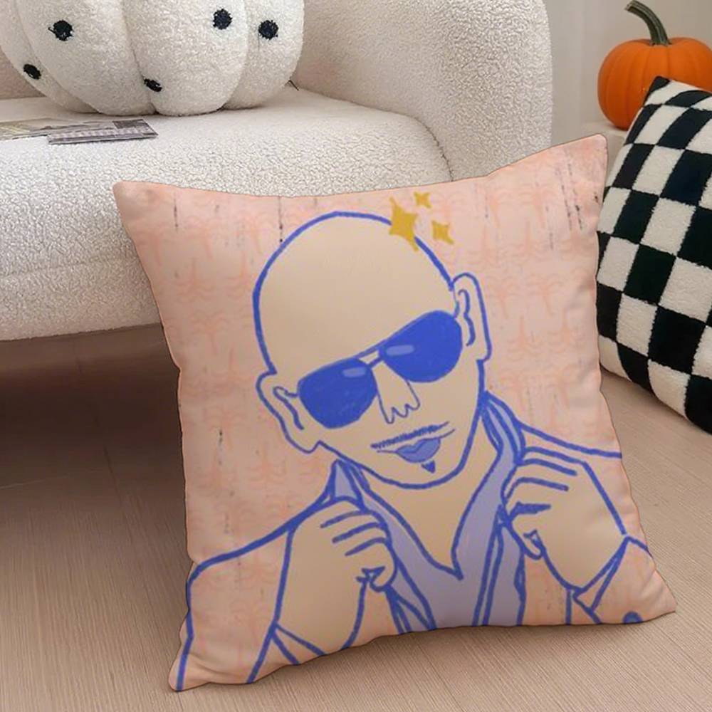Anime P-Pitbull Pillow Case Anti-Dustmite Pillowcase Invisible Zipper Silky Short Plush Sofa Cushion Cover