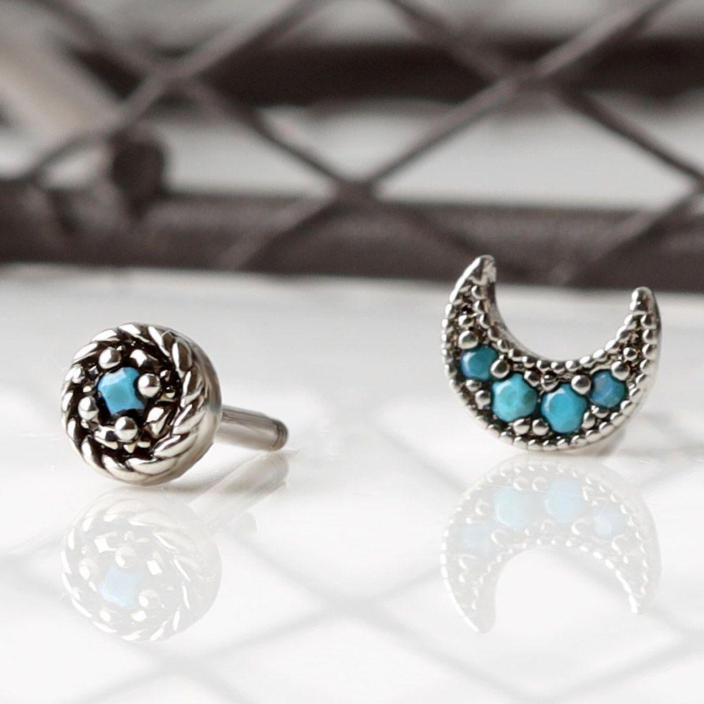 Women's Silver Blue Cubic Steel Antique Piercing