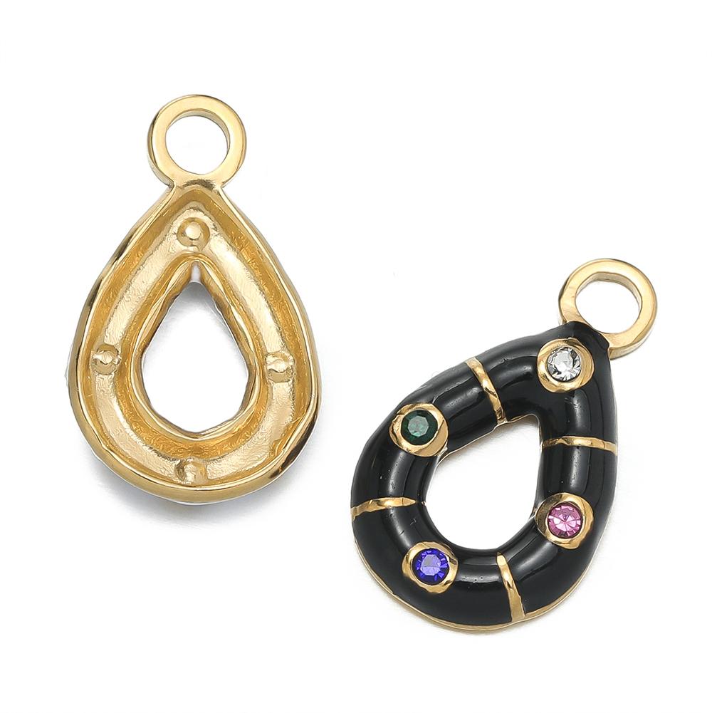 1 pièce/lot Pendentifs Triangle Ovale Cœur d'Amour Multicolores en Acier Inoxydable Pour Bracelet Collier DIY Accessoires de Bijoux