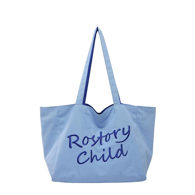 

Новая большая вместительная сумка-тоут Женская модная холщовая сумка через плечо синий