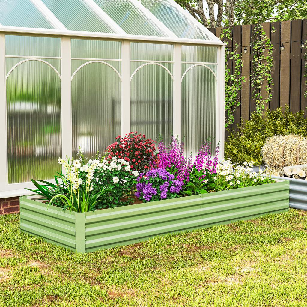 Metal Raised Garden Bed Planter Box Outdoor Planters for Growing Flowers, Herbs, Green, Light Green