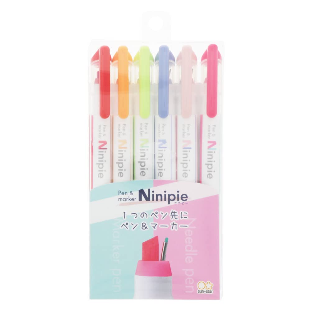 

Sunstar Stationery Pen Line Marker Ninipi 2 Set of 6 S4591755 & Water-based