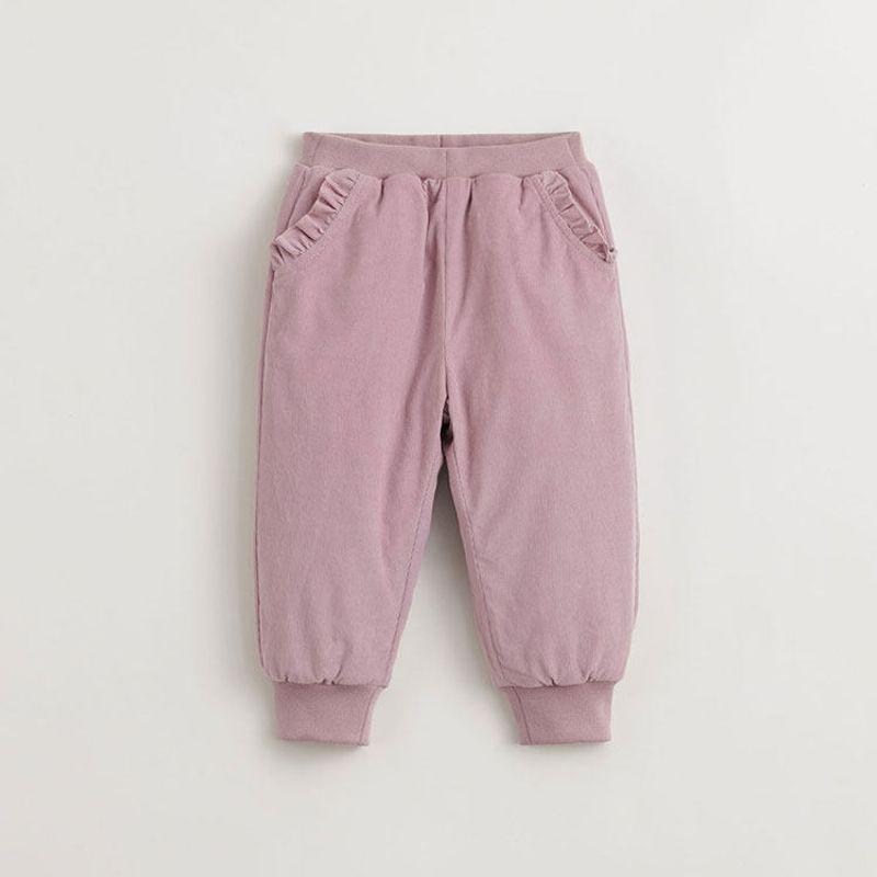[Quilted] Mark Jenny Girls  Corduroy Warm Jogger Pants Children s Pants Winter New Style 551798 Gray powder(-Quilted) 120