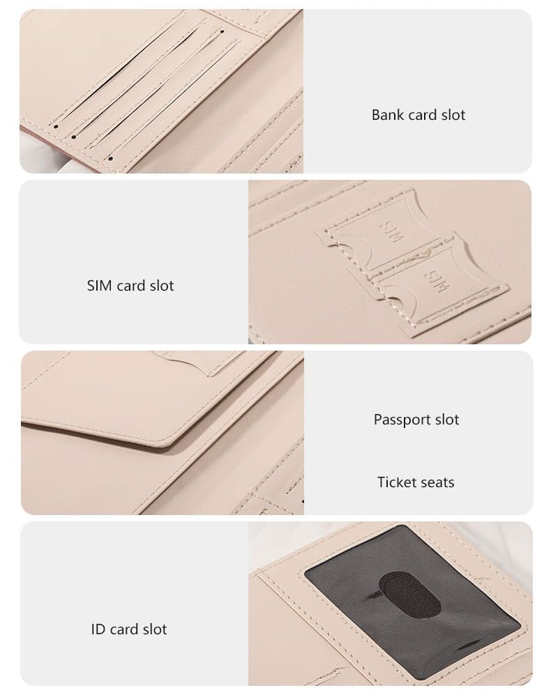 NASSIA Passport Case, Skimming-Resistant, PU Leather, Multifunctional (Pink)