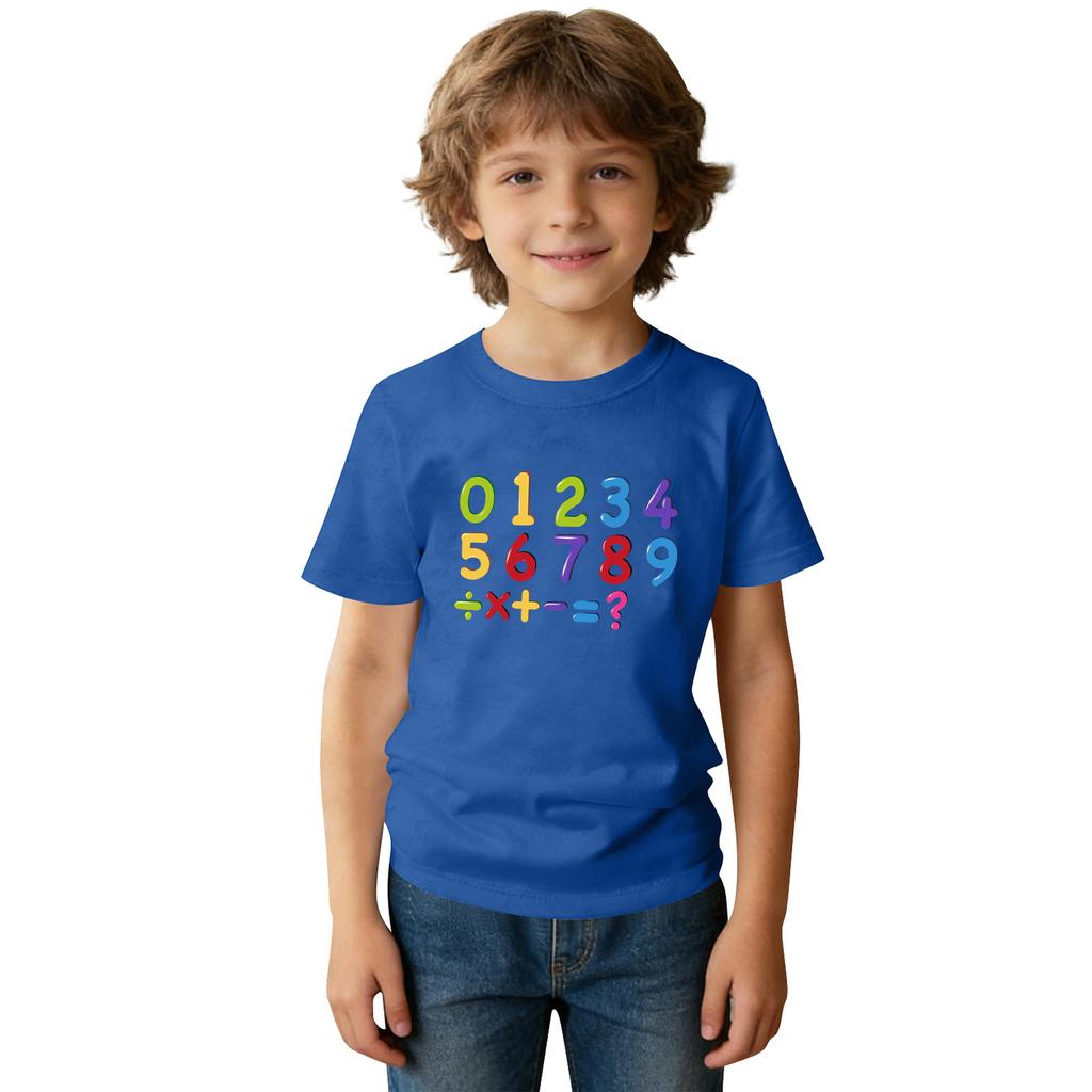 Fashionable Round Neck Short Sleeve Work Clothes Printed Tops For KID Summer Tops