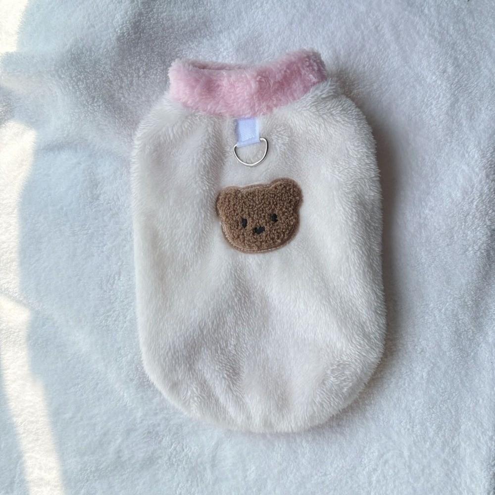 New Soft Dog Sweater Teddy Style Cute Bear Pattern Puppy Winter Vest Warmth Design with Leash Hook Pet Clothes Cold Weather
