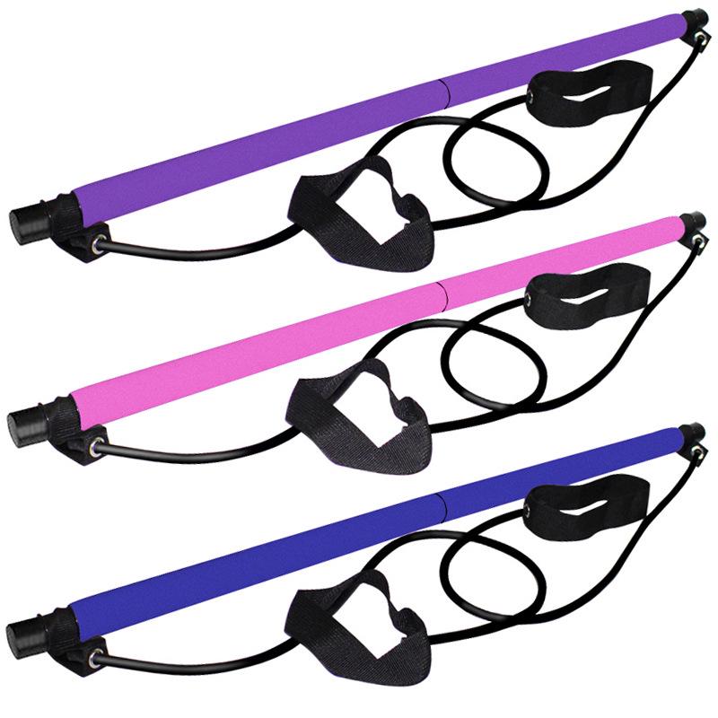 Women's Pilates Bar with Foot Pedal & Elastic Resistance Band for Home Fitness