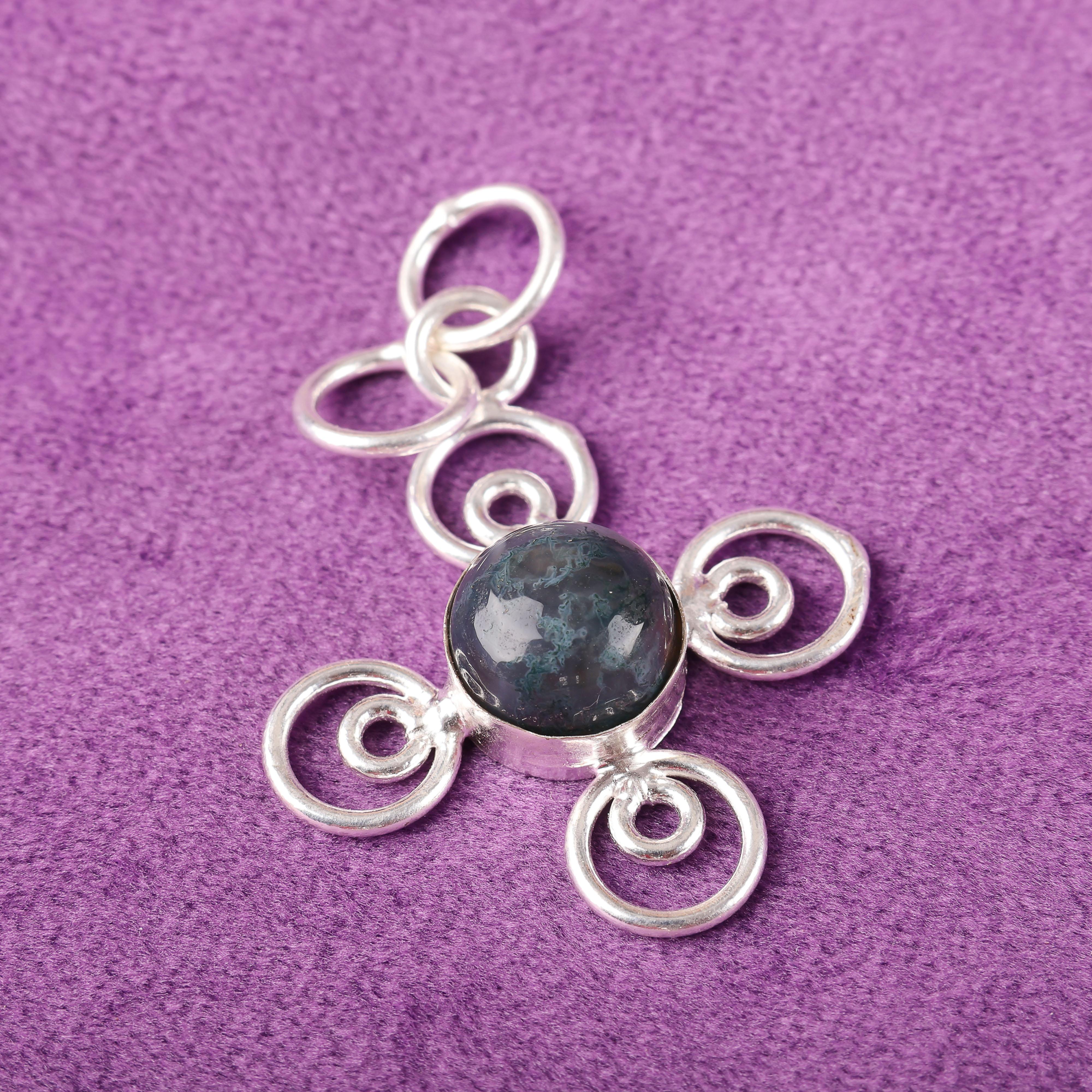 

Изящный кулон с моховым агатом, Ювелирное изделие из драгоценного камня, Кулон из стерлингового серебра 925 пробы, Кулон ручной работы, Подарок для женщин 1.57 Inches серый