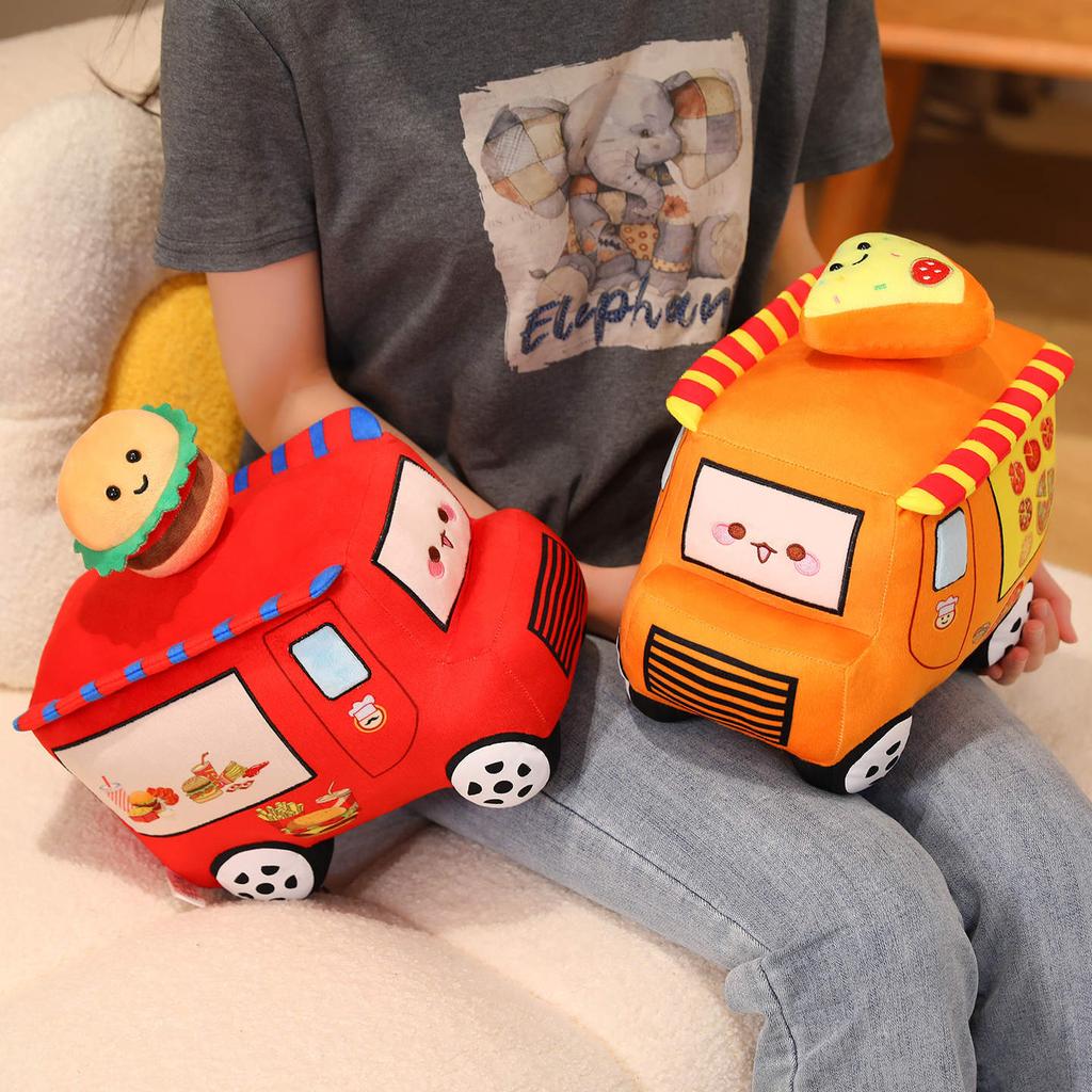 Cute Fun Dining Car Doll Simulation Hamburger Pizza Ice Cream Car Plush Toy Doll Children's Pillow