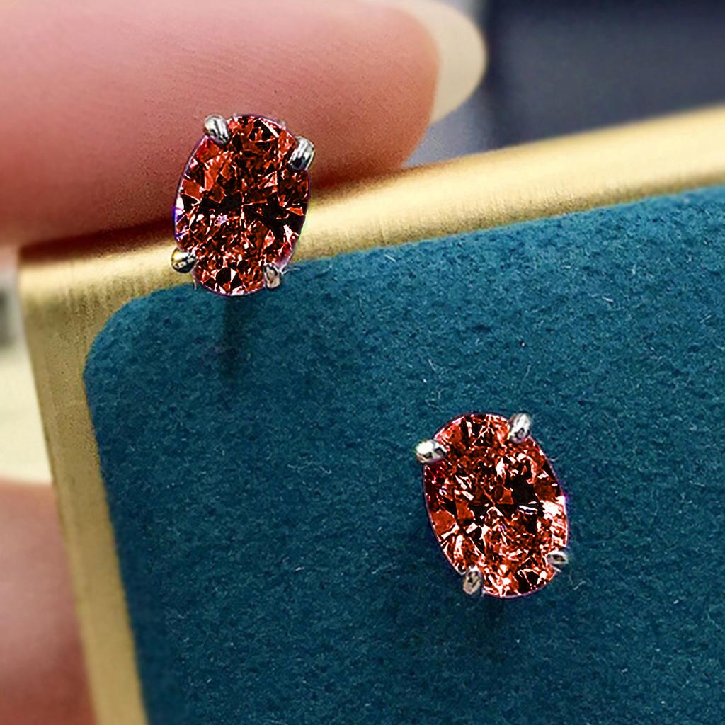 Simple Shiny Oval-shaped CZ Earrings for Female Graceful Lady Versatile Accessories Classical Elegance Women's Jewelry
