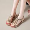 Fashion Women's Shoes 2025 Elastic Band Women's Sandals Rhinestones Round Toe Low Heel Shoes Female Casual Mixed Colors Sandals Women