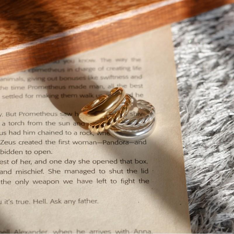 Silver Fashionable S925 Twisted Finger Ring Open Design For Birthday Gifts Or Accessories Stylish