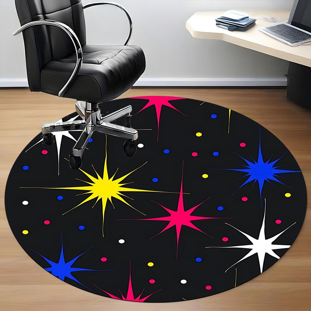 1pc Cosmic Stars Chair Carpet for Office, Round Non Slip Durable Large Size Office Carpet, Suitable for Office