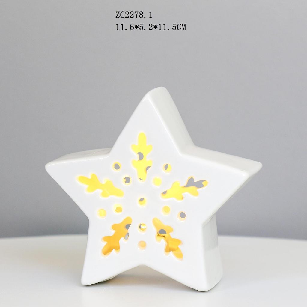 Nordic Style Ceramic Christmas LED Light Ornament for Home Décor