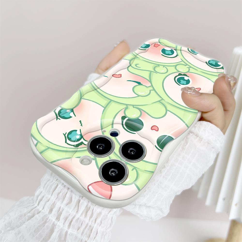 Cartoon Pattern Cream Texture Casing Wavy Edge Soft Silicone Cover Phone Case for IPhone Samsung Huawei Honor Xiaomi Redmi OPPO Realme Vivo Infinix