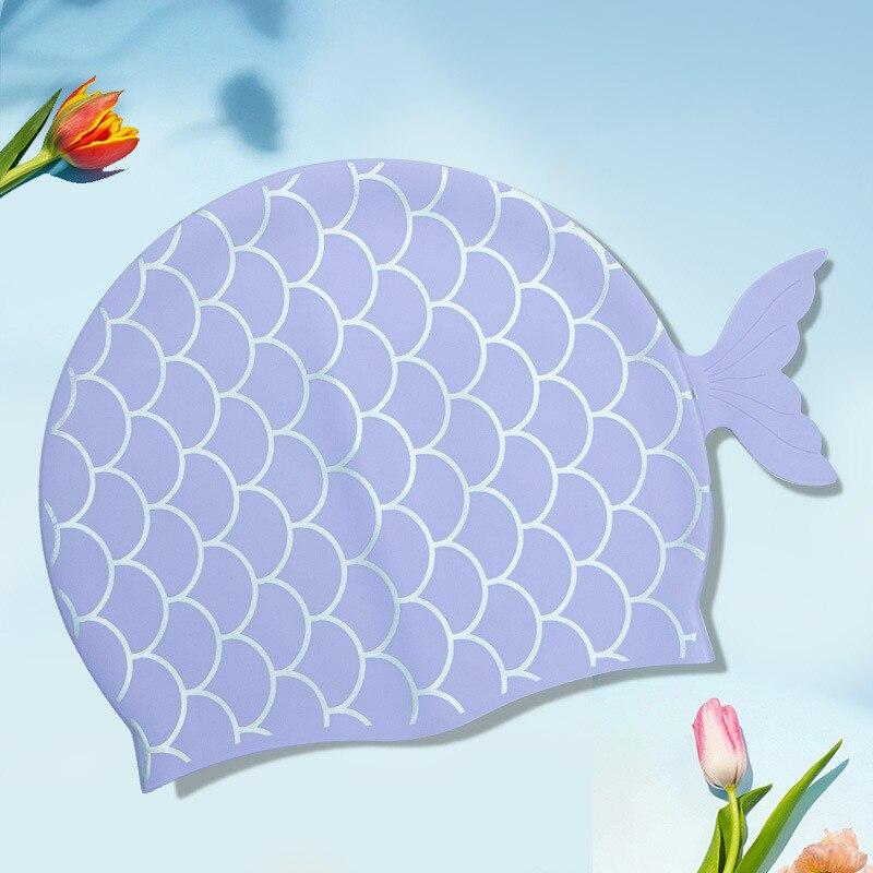 1Pcs Mermaid Tail Children Swimming Cap Silicone Waterproof Cartoon Kids Girls Swim Hat Free-diving Surfing Swimming Accesories