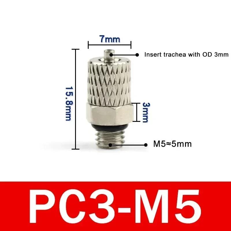 10/50/200Pcs Male Thread M3 M4 M5 M6 Mini Pneumatic Pipe Connector Screw Through Quick Fitting OD Air Tube Fast Twist Joint