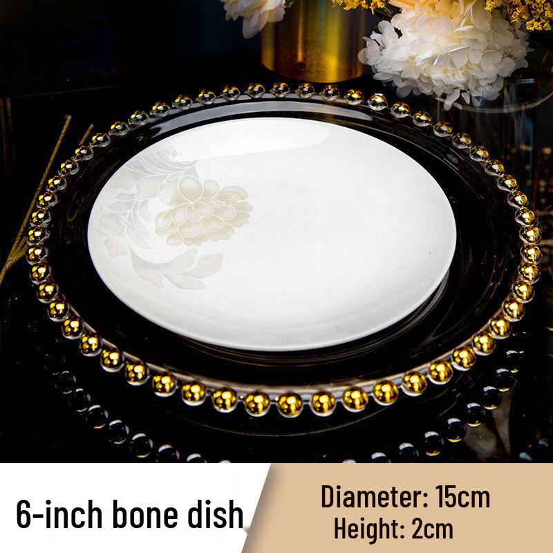 ZISIZ Chinese Jingdezhen Bone China 6-inch Side Dish Set