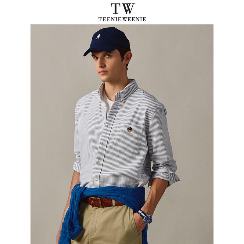 Teenie Weenie Men's American Casual Striped Oxford Long-Sleeve Shirt