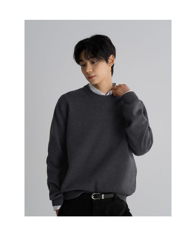 8seconds Double-Weave Basic Round Neck Knit Ash