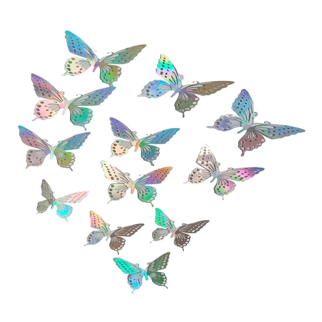 Wall Stickers Double-layerd Laser Butterfly Wall Decal 3D Cut-out Sticker for DIY Art Removable Colorful Refrigerator Sticker