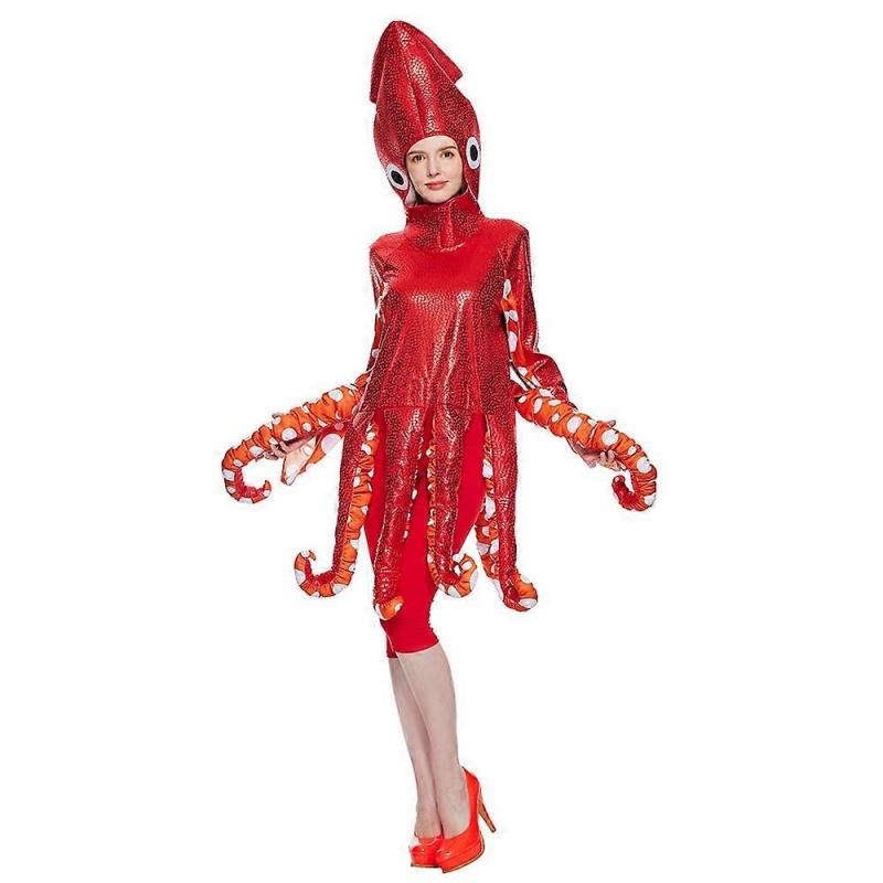 Funny Family Squid Costume Red Octopus Sponge Jumpsuits For Parent And Child Halloween Animal Costumes Carnival Fancy Dress