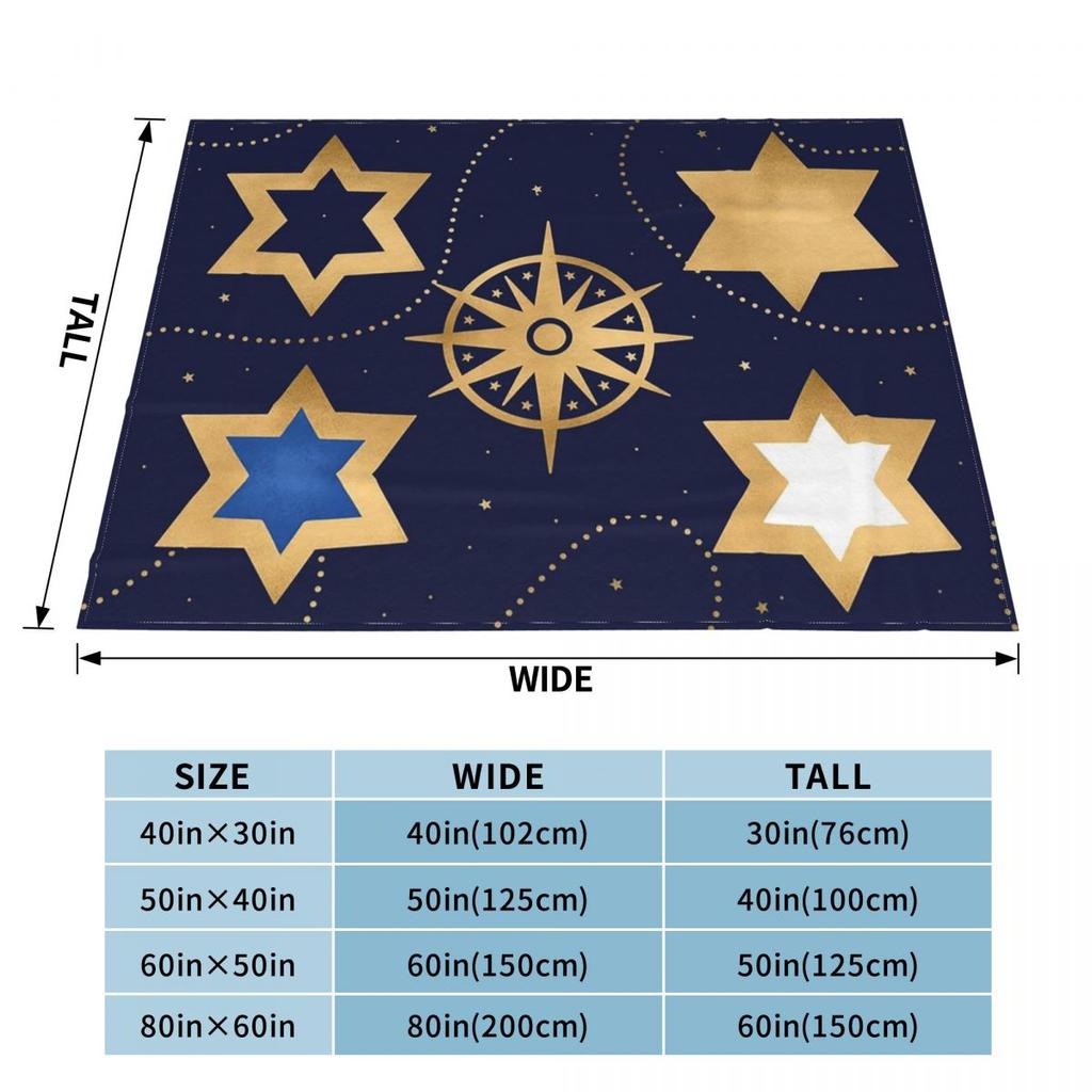 Happy Hanukkah Jewish Menorah Fleece Blanket Religious Funny Throw Blankets for Home Hotel Sofa 125*100cm Plush Thin Quilt