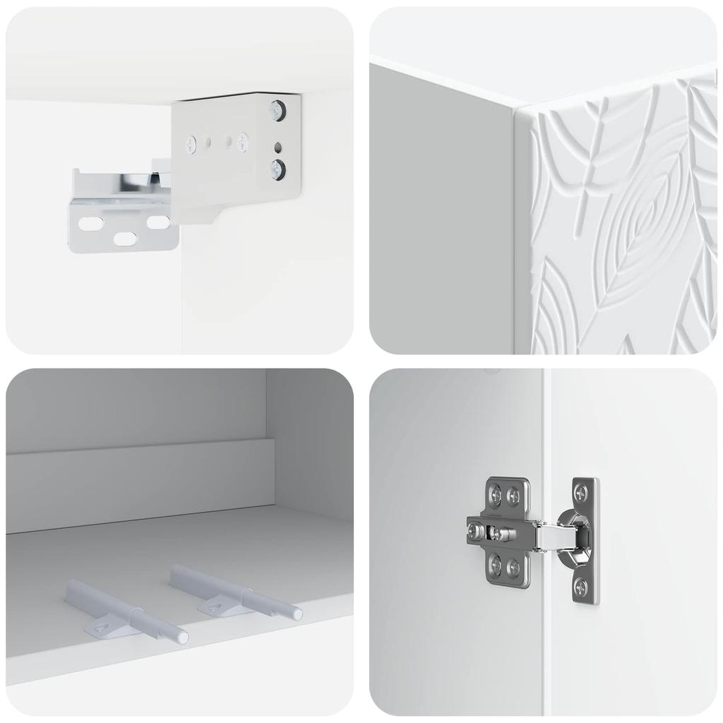 Wall Mounted Cabinet White 66 x 34.5 x 90 cm Particleboard