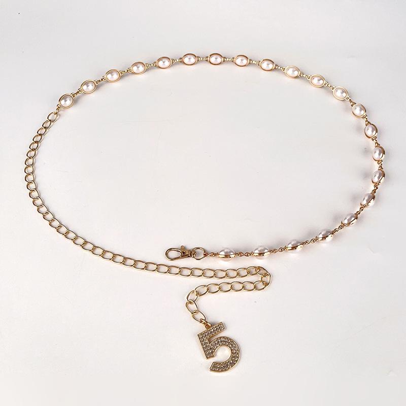 Diamond Pearl Waist Chain Women'S Decorative Sweater Belt Dress Skirt Accessories Metal Chain