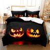 Halloween Duvet Cover Set Pumpkin Lantern Pattern Comforter Cover King Queen Size for Kids Boys Girls Gift Polyester Bedding Set