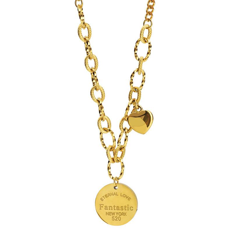 Titanium 18k Trendy Steel Chunky Chain Necklace With Distinctive Geometric Shapes For Men And Women