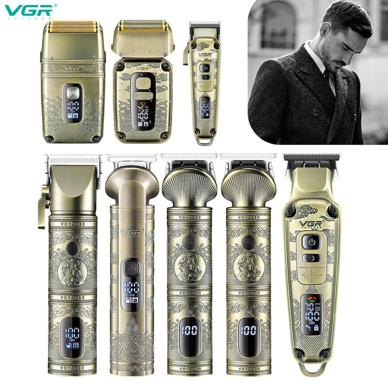 Men's Professional Hair Clipper IPX6 Waterproof and Rust-proof Metal Set Electric Shaver Rechargeable Long-lasting Lithium Battery Oily Hair Clipper