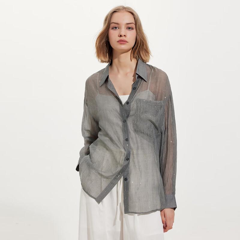 

TaTu Lightweight Rhinestone Embellished Long-Sleeve Blouse