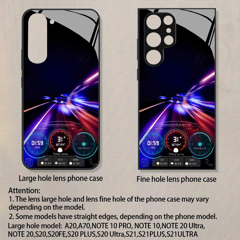Tempered Glass Phone Case, 2D Racing Dashboard Pattern Protective Cover for Samsung S26 S25 S24 S23 S22 S21 S20 A56 A36 A16