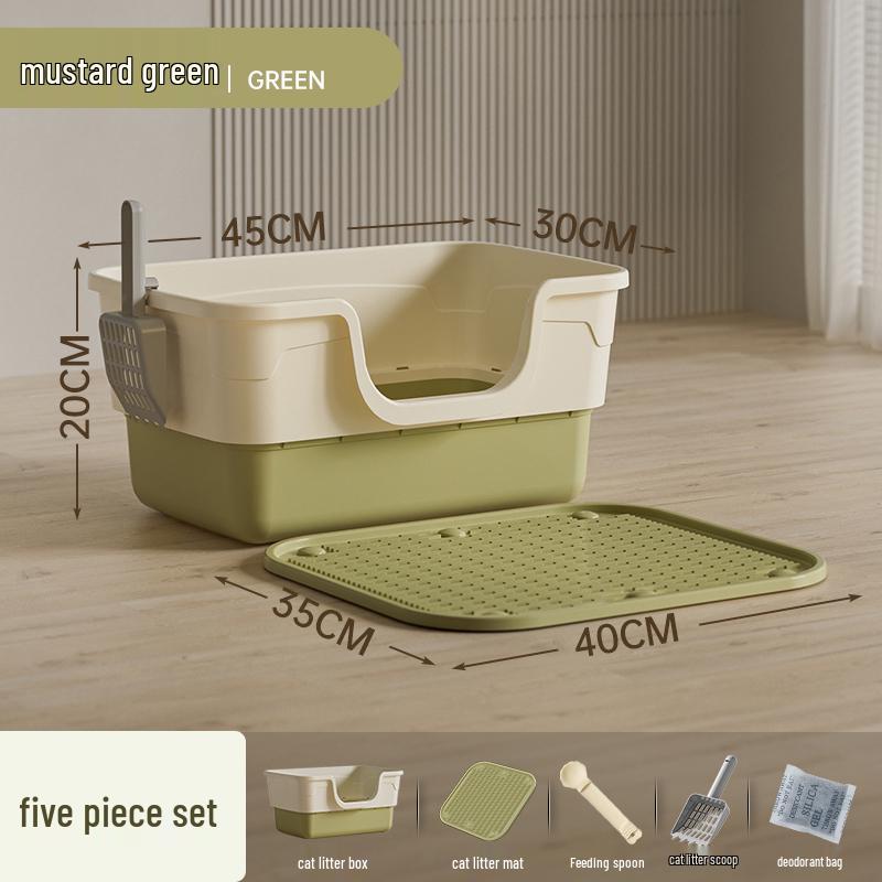 Giant Semi-Enclosed Anti-Splash Deodorizing Cat Litter Box with Mat