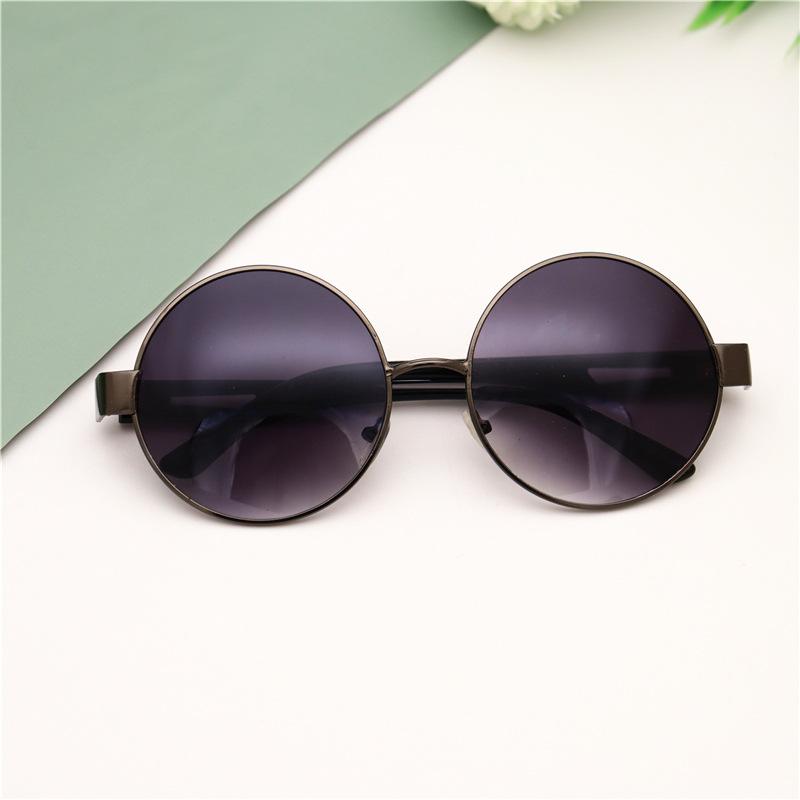 Round Retro Sunglasses Men'S Sunglasses Trendy Eyes Prince Glasses Personalized Sunshade Metal Frame Round Frame Black