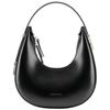 Cowhide Crescent Bag Women'S Versatile Commuter Underarm Bag Strict Black Crescent Tote Bag Premium Leather Shoulder Bag