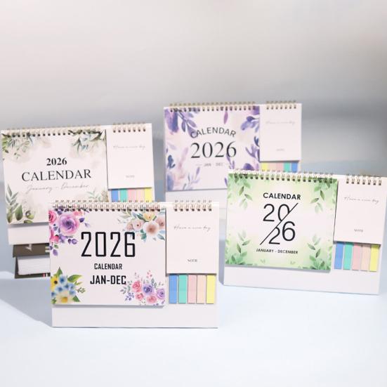 2026 Desk Calendar Small Standing Flip Desktop Calendar Jan. 2026 - Dec. 2026 12 Months Calender with Sticky Note And Memo Pages for Home School